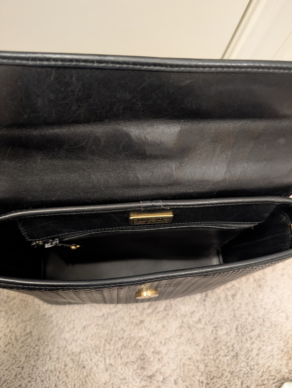 Authentic Christian Dior Black Woven Leather Shoulder/Crossbody Bag - Picture 12 of 16